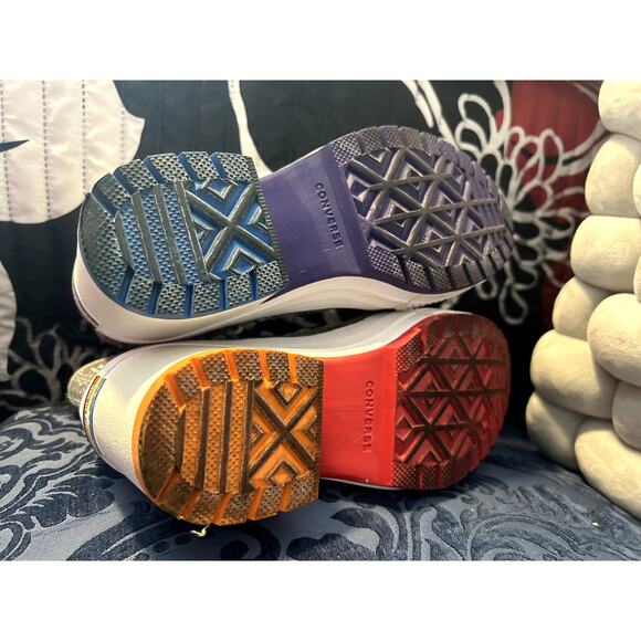 Converse Silver Glitter LGBTQ Pride Cunky Platform Heels size 7/EU 37.5 - Picture 6 of 7